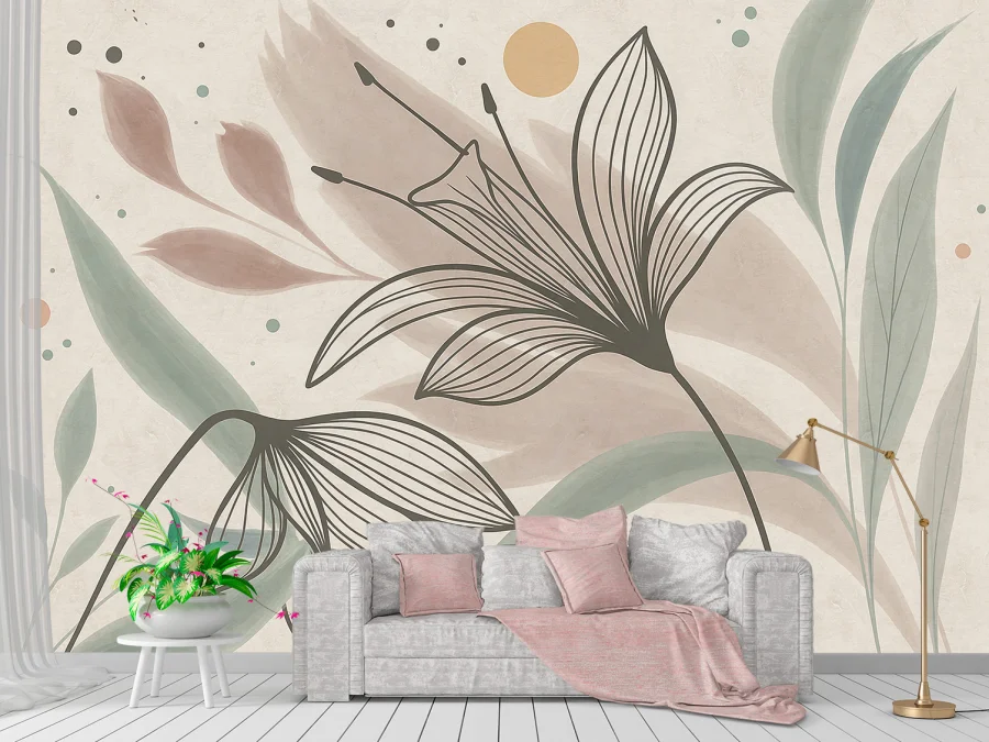 🌸 Fototapet „Flori Grafice în Tonuri Pastelate”