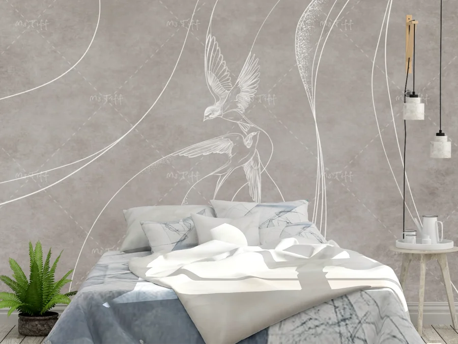 🕊️ Tapet minimalist cu rândunele în zbor