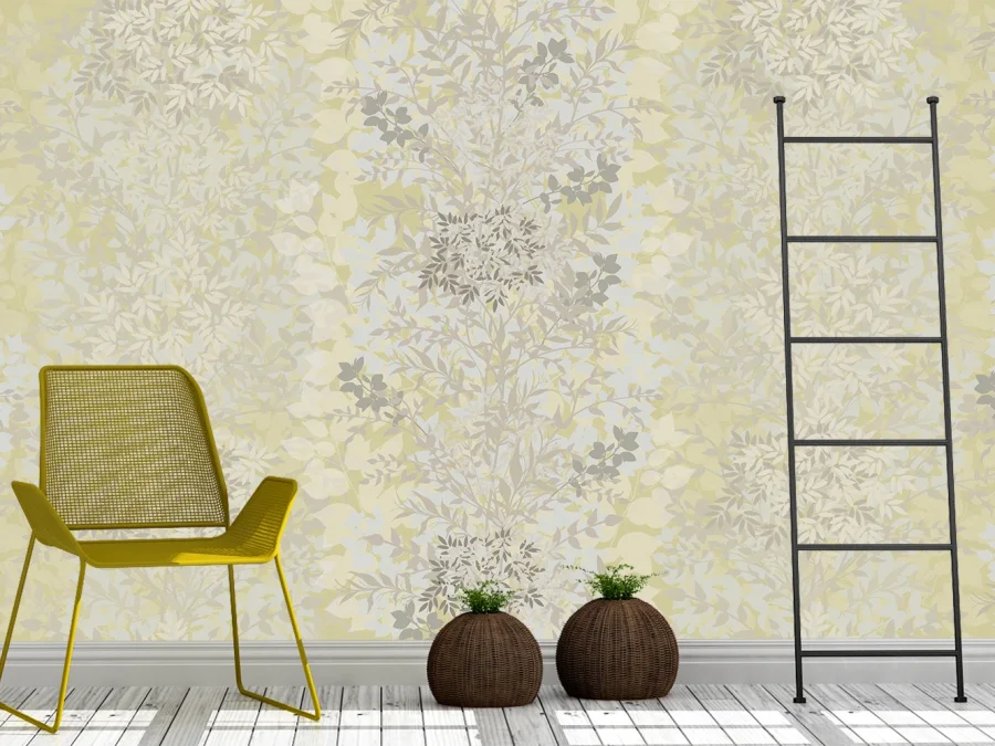 🌼 Fototapet cu ornament vegetal galben