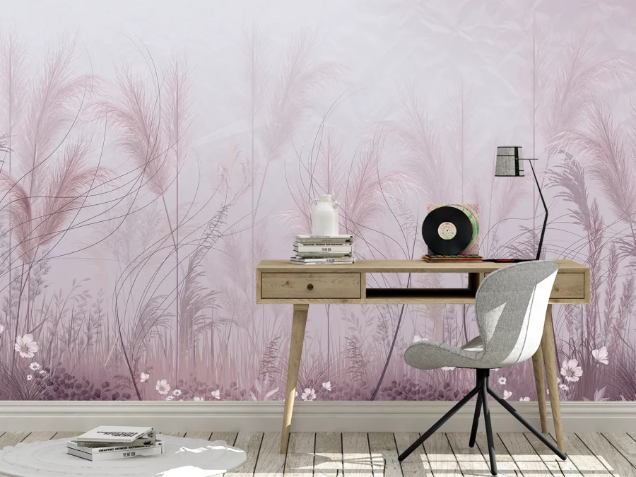 🌸 Fototapet ierburi decorative în nuanțe lavandă