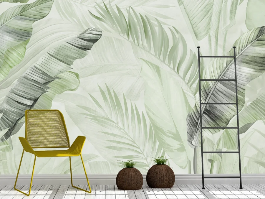 🌿 Fotooboi cu frunze tropicale verzi