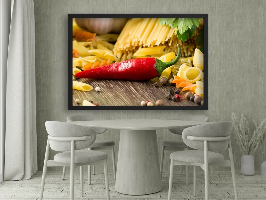 🌶️ Постер в раме «Паста и перец чили» для кухни