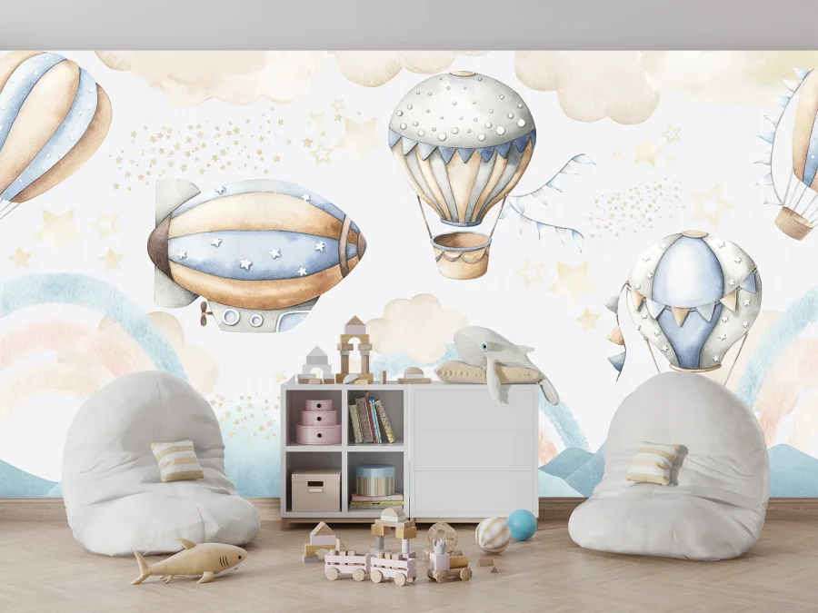 🎈 Fototapet copii cu baloane și dirijabil