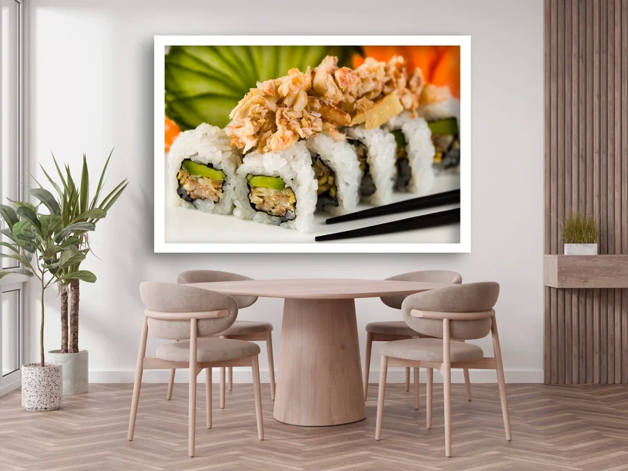 🍣 Постер с суши-роллами в белой раме