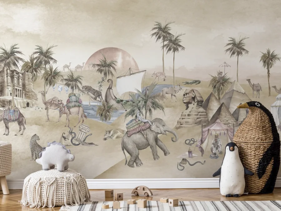 🐪 Fototapet copii cu tematică orientală și animale exotice