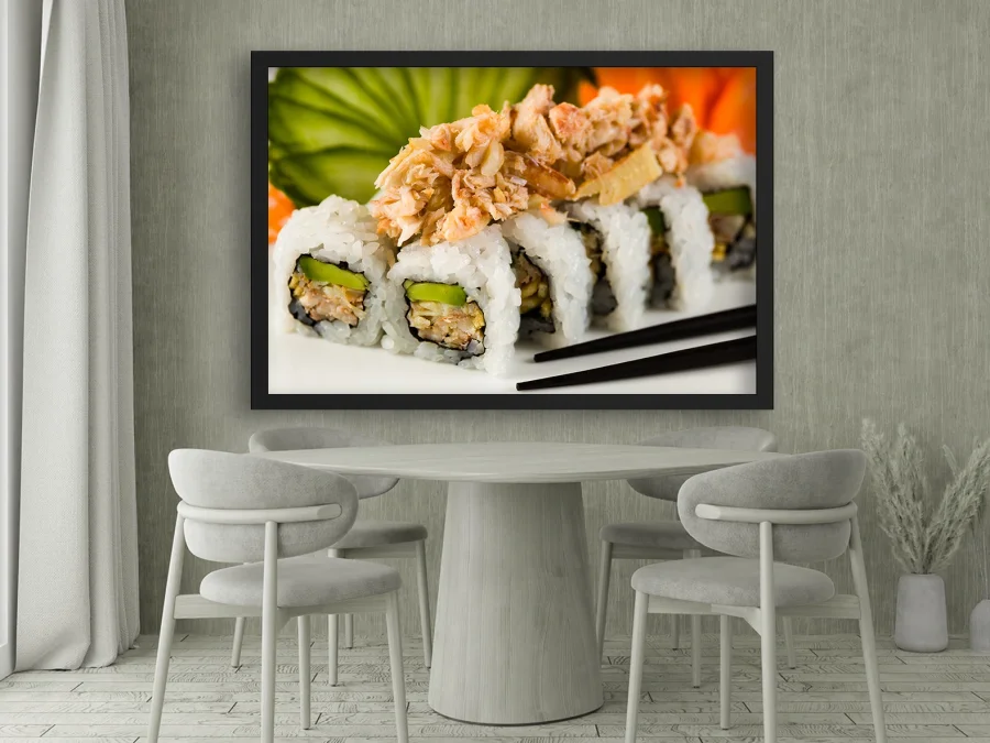 🍣 Постер с суши-роллами в белой раме