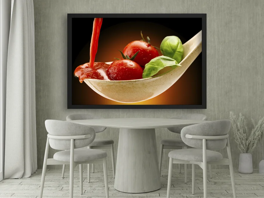 🍝 Постер с пастой и базиликом в чёрной раме