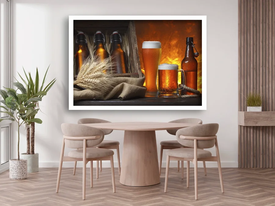 🍺 Tablou cu bere și orz în ramă neagră