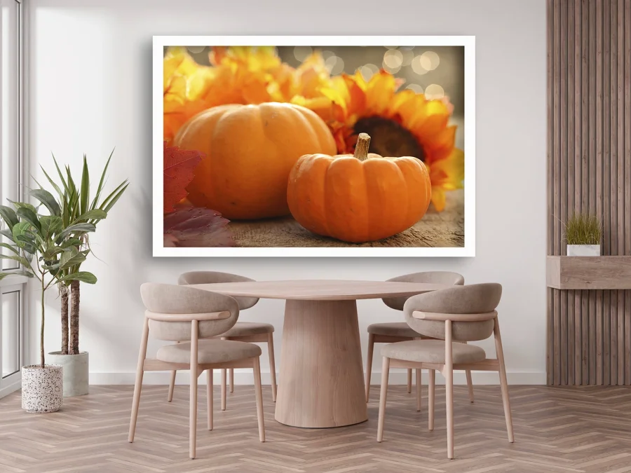 🎃 Осенняя Картина с тыквами в чёрной раме