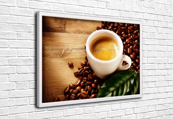 ☕ Poster Aromă de cafea de dimineață în ramă albă