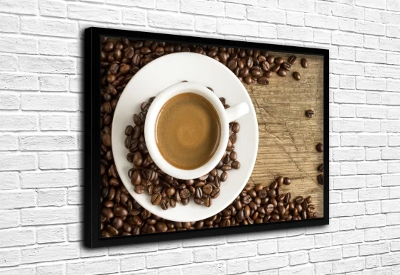 ☕ Tablou Inspirație de cafea în ramă neagră