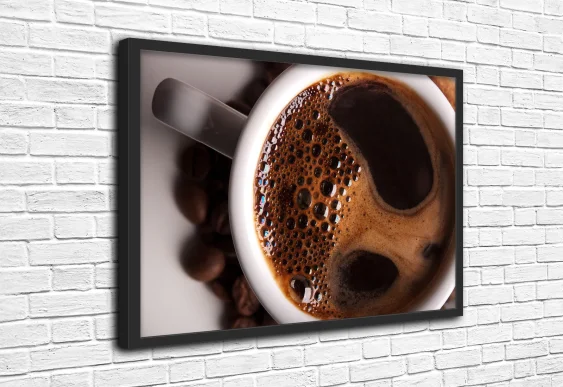 ☕ Tablou cu cafea și boabe, poster pentru bucătărie