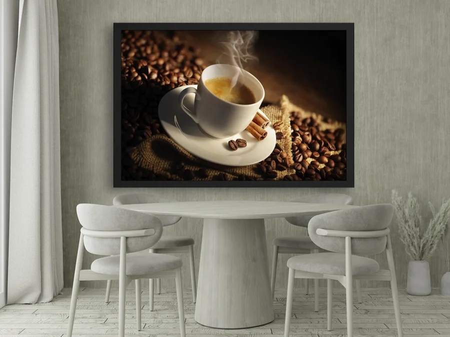 🌰 Tablou cu cafea și scorțișoară în ramă neagră