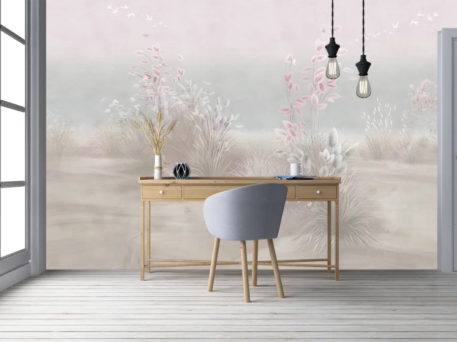 🌸 Фотообои Нежные травы в пастельных тонах