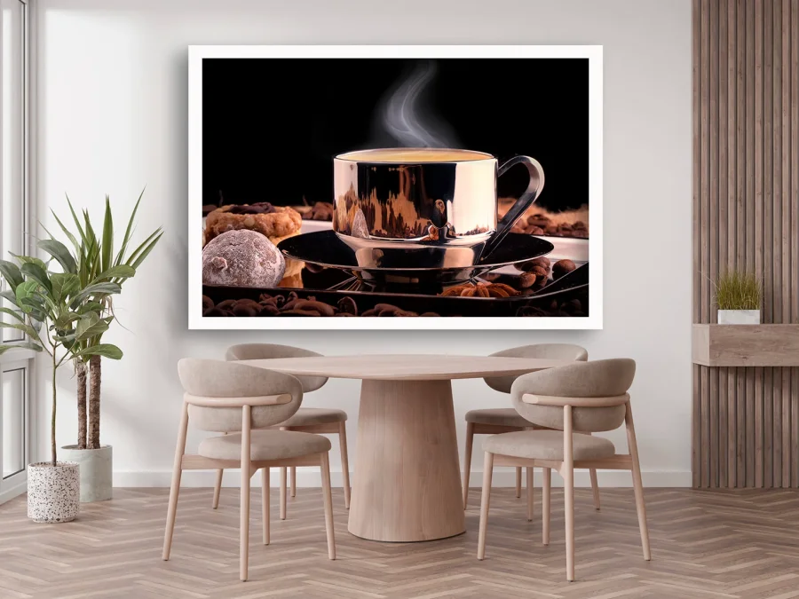 🫖 Картина с чашкой кофе в золотистой посуде