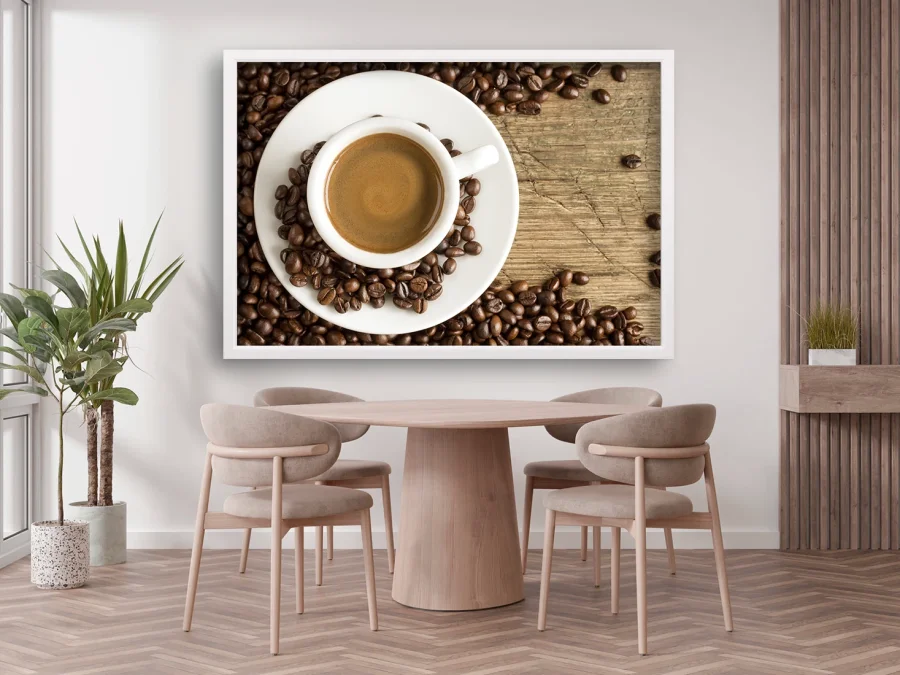 ☕ Tablou Inspirație de cafea în ramă neagră