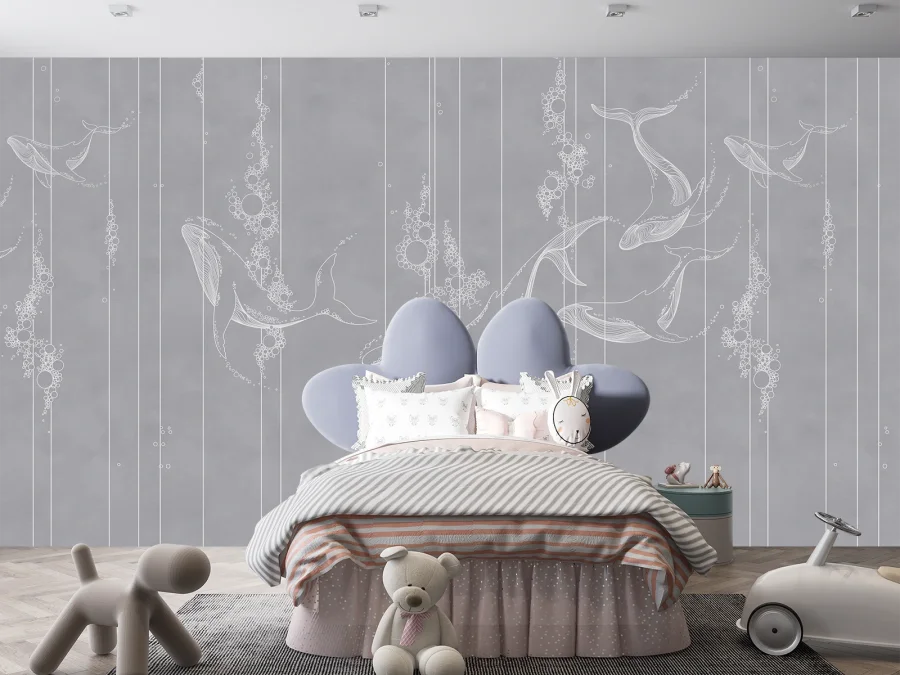 🐳 Fototapet „Balene sub apă” - pentru camera copiilor