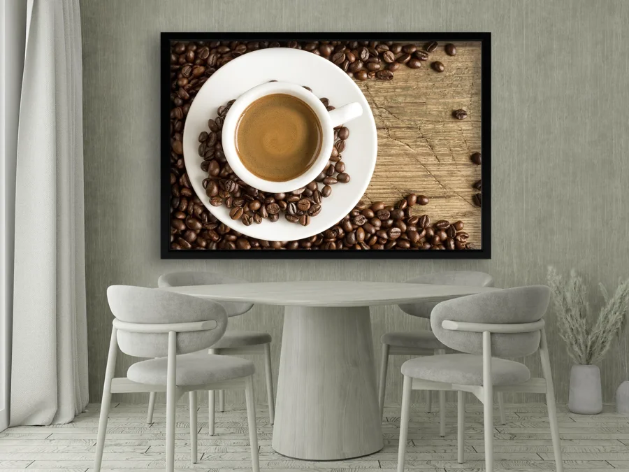 ☕ Tablou Inspirație de cafea în ramă neagră