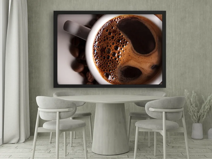 ☕ Tablou cu cafea și boabe, poster pentru bucătărie