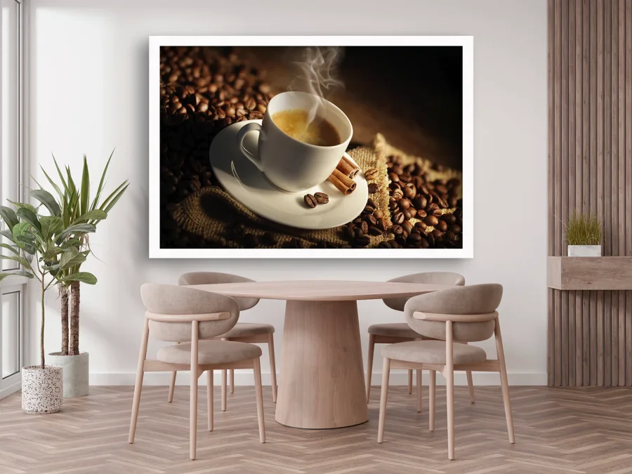 🌰 Tablou cu cafea și scorțișoară în ramă neagră