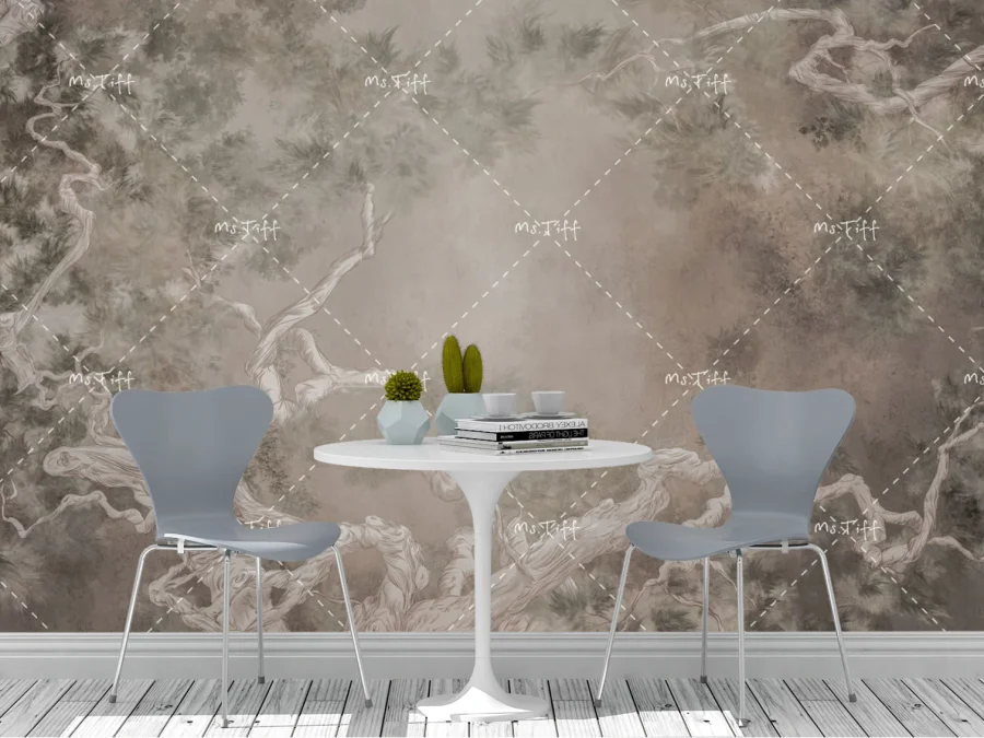 🌿 Обои «Деревья в дымке» – элегантный природный дизайн