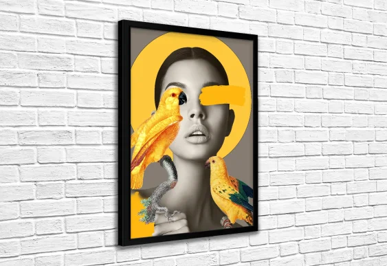 🟡 Картина «Жёлтые птицы» в чёрной раме