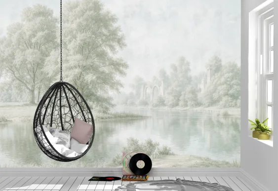 🌿 Фотообои «Тихий пейзаж у озера» для интерьера