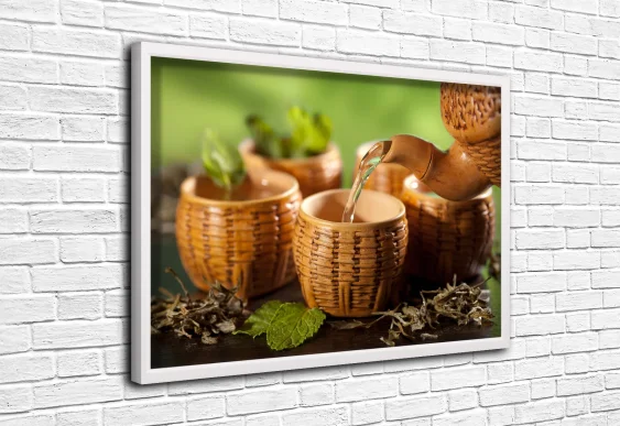 🍵 Tablou Ceremonia ceaiului în ramă albă