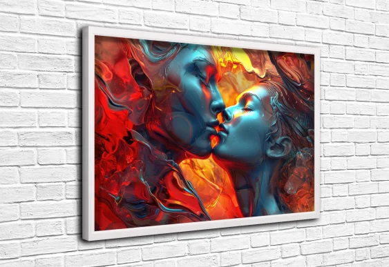 🔥 Картина «Поцелуй в огне» в белой раме