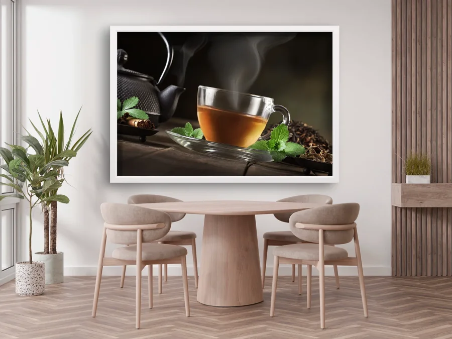 🍂 Poster „Ceai aromat cu mentă” în ramă albă