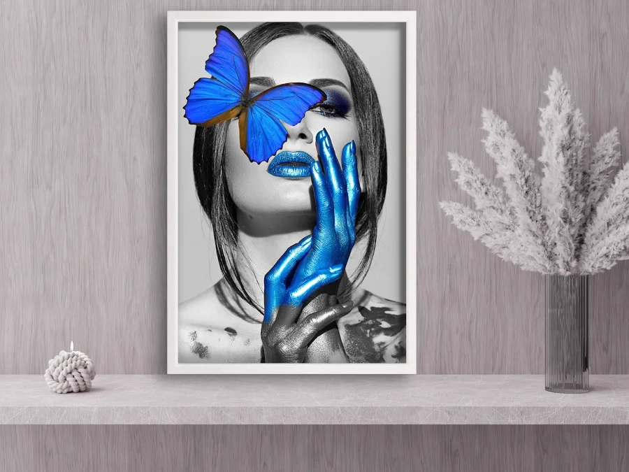 🦋 Постер «Вдохновение в синем» в белой раме