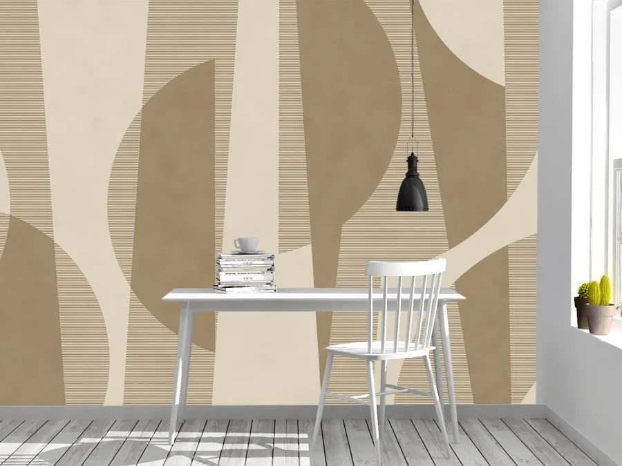 Фотообои с бежевой геометрической абстракцией