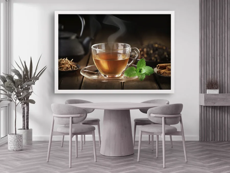 🍃 Постер «Чай и мята» в белой раме