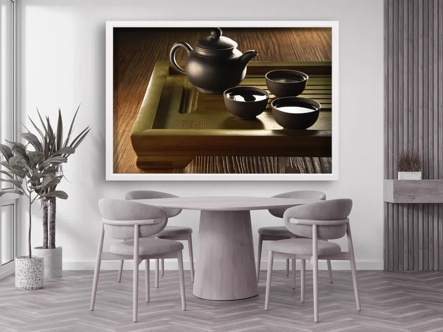 🍂 Картина «Чайная гармония» в белой раме