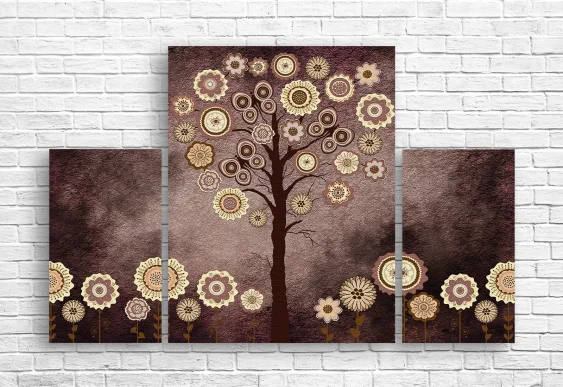 🌳 Tablou modular „Copac decorativ cu ornamente”