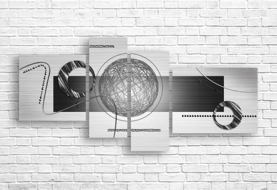 🖤 Tablou modular „Echilibru geometric în tonuri de gri”