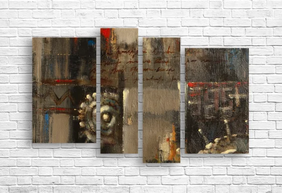 🎨 Tablou modular „Abstracție calmă în tonuri naturale”