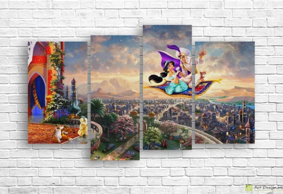 🌟 Tablou modular Aladdin și zborul magic deasupra orașului