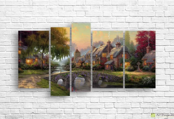 🌸 Tablou modular Căsuța de poveste de lângă pod