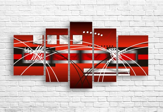 🖤 Tablou modular „Energia roșie a abstracției”