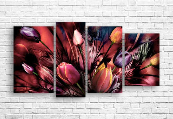 🌷 Tablou modular „Lalele în profunzimea culorii”