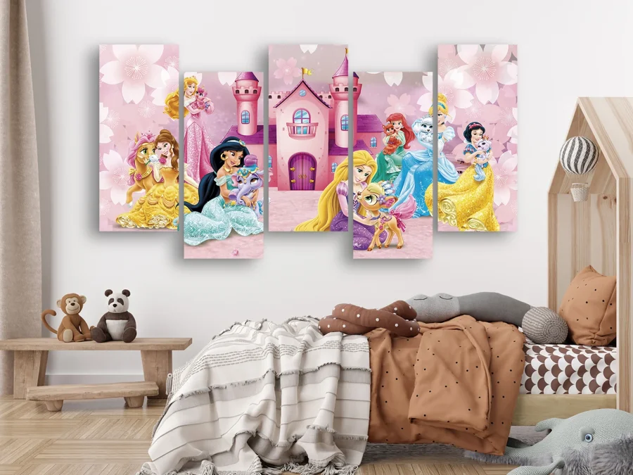 👑 Tablou modular „Prințese cu animăluțe”