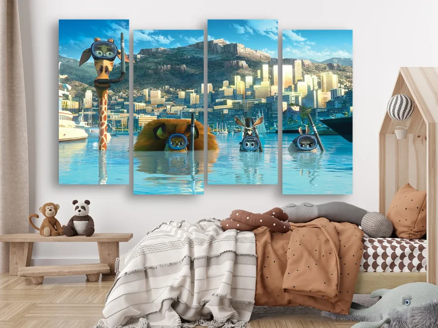 🌊 Модульная картина «Животные в масках для дайвинга»