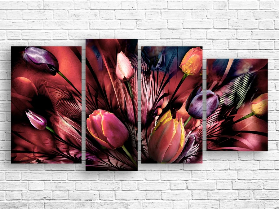 🌷 Tablou modular „Lalele în profunzimea culorii”