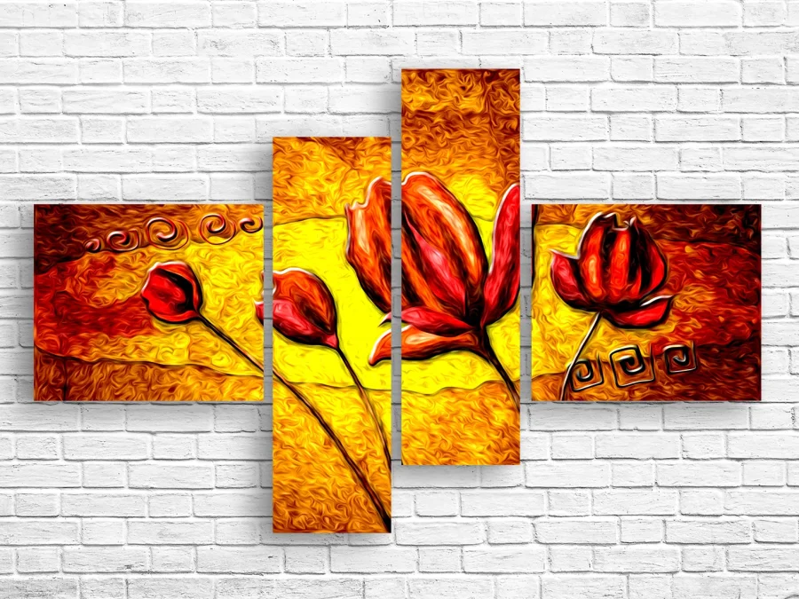 🖤 Модульная картина «Огненные маки»