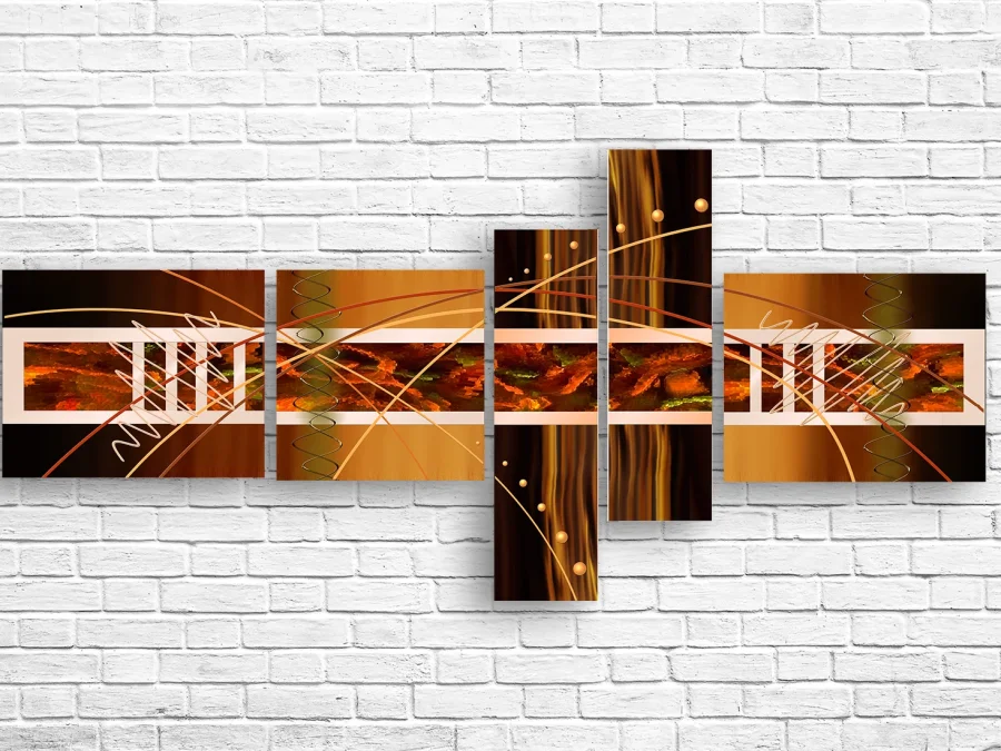 🟫 Модульная картина «Золотая динамика, абстракция»