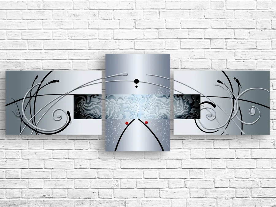 🖤 Tablou modular „Echilibru argintiu”