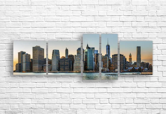 🏙️ Tablou modular Shanghai: Zgârie-nori și apus