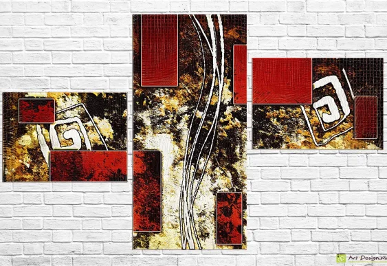 🌀 Модульная картина «Красная спираль абстракции»