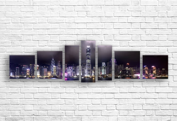 🇭🇰 Модульная картина Панорама Гонконга ночью